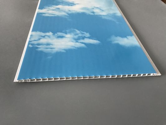 الطابع الساخن 250 × 7 ملم ألواح PVC السقف مع السماء الزرقاء والغيوم البيضاء