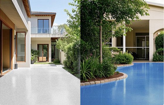 سهلة التثبيت طلاء أرضية رمل ملونة بالبوكسي للخارج باستخدام جزأين الكوارتز الطلاء البوكسي ملونة أرضية البوكسي